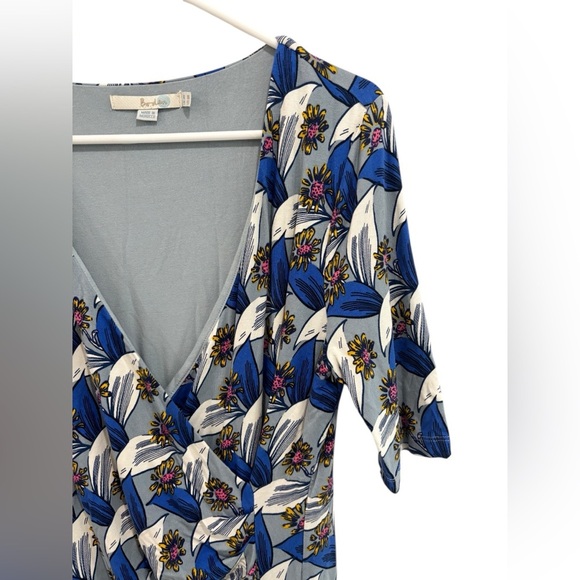 Boden Ruth Faux Wrap Dress Blue Botanical Sz 10 Long workwear business casual - Picture 4 of 12
